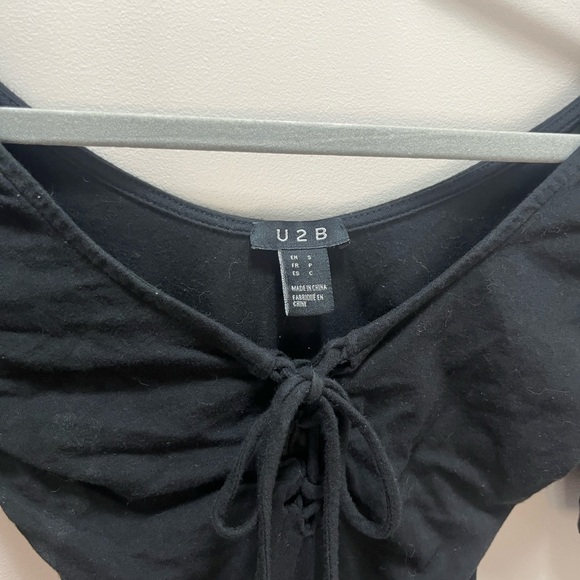 U2B Black Ruched Front Bodysuit - Size - Picture 2 of 4